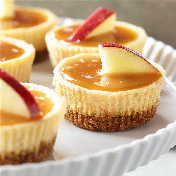 Salted caramel apple cheesecake bites